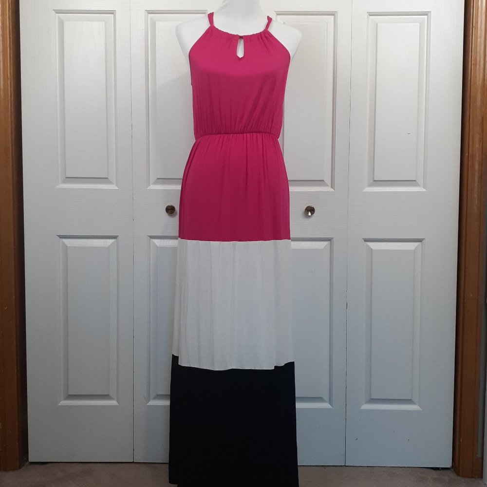 Pink Blush Color Block Maxi Dress